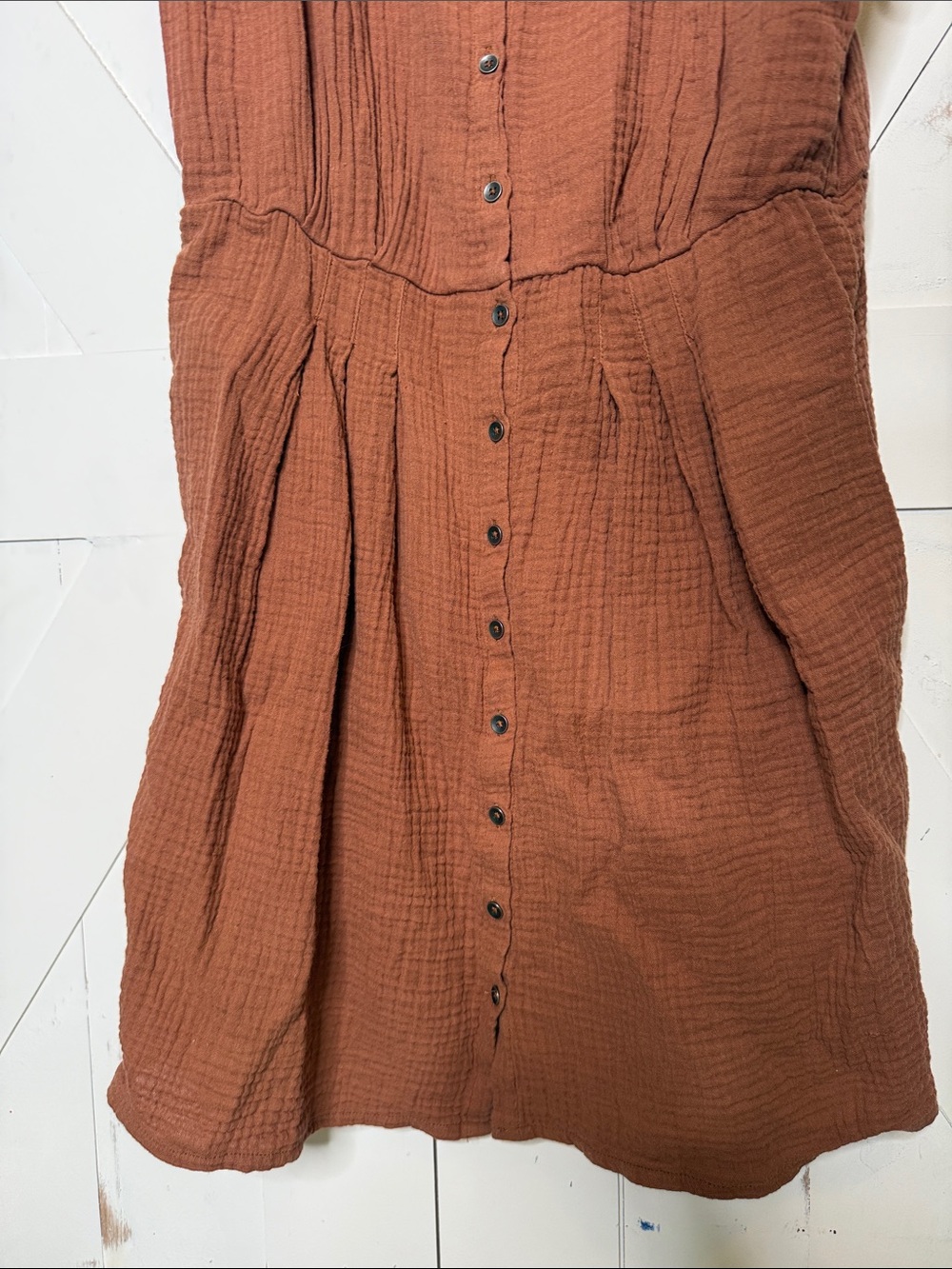 Z Supply Rust Button-Front Mini Dress with Spaghetti Straps - Picture 6 of 12